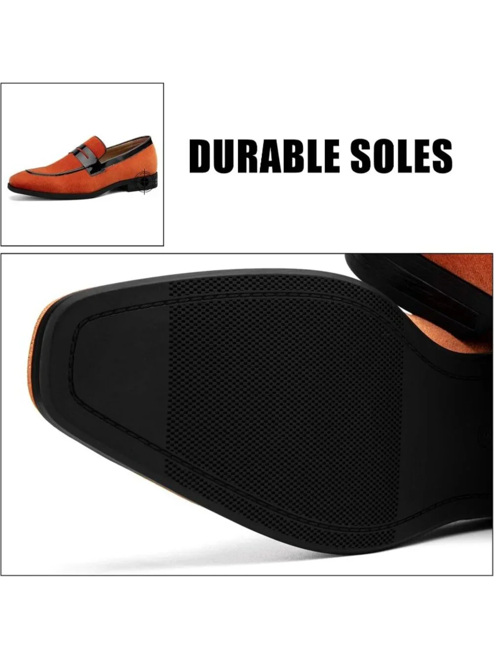🆕Men's Orange Rubber Velvet Loafers Pull-On Dress Shoes Tuxedo Suit Shoes